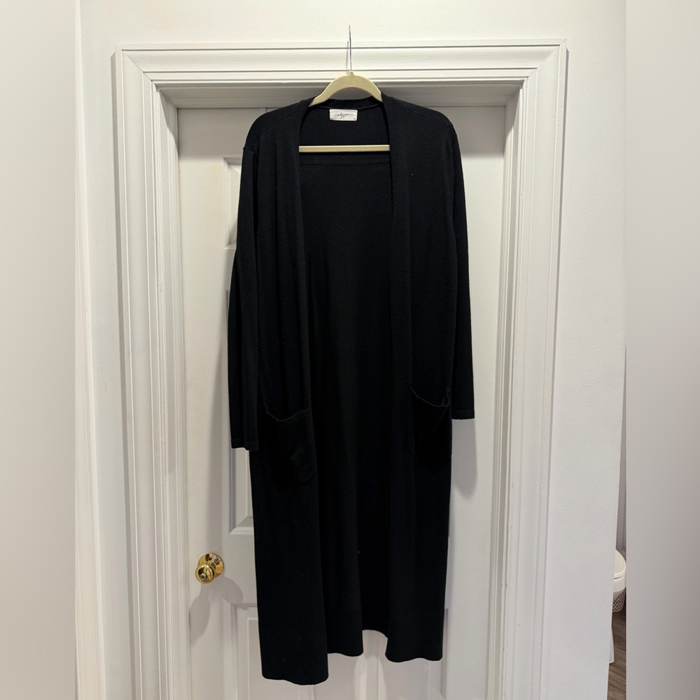 CJLA Long Black Cardigan Sweater Chasmere Blend